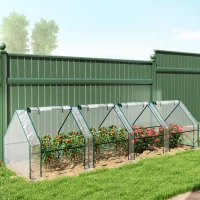 Outsunny Mini Serre de Jardin mini serre tunnel 4 fenêtres avec Zip enroulables Acier PE 140 g/m² Anti-UV 360x90x90cm Transparent(m-8)