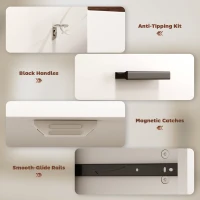 HOMCOM Bufet Modern cu 2 Sertare și Dulap cu 2 Uși Alb și Lemn(m-6)