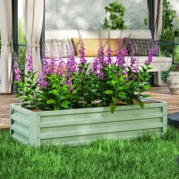Outsunny Raised Beds for Garden, Galvanised Outdoor Planters, for Herbs and Vegetables, Use for Patio, Garden, Balcony, Green(m-8)