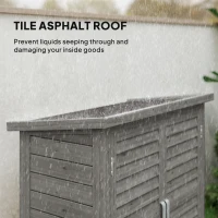 Outsunny Garden Shed Wooden Garden Storage Shed 2 Door Unit Solid Fir Wood Garage Tool Organisation Cabinet, 87L x 46.5W x 96.5Hcm, Grey(m-5)