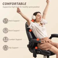 HOMCOM Scaun de Birou Masant și Încălzit cu Brațe Pliabile Negru(m-6)