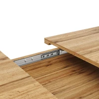 4–6 Seats Extendable Dining Table with Smart Telescopic Extension, Kitchen Table with Marbled MDF Top, 120-160L x 75W x 75.5H cm, Natural(m-9)