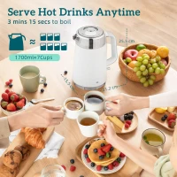 HOMCOM Electric Stainless Steel Kettle and Toaster Set, 3000W 1.7L UK Strix Thermostat Fast Boil Kettle w/ Limescale Filter, Cool Touch Body, 4 Slice Toaster with 7 Browning Levels, Crumb Tray, White(m-3)