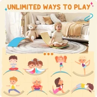 AIYAPLAY Wooden Balance Board for Kids, Wobble Board with Silent Felt for Sensory Play, Blue(m-6)