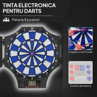 SPORTNOW Tablou Electronic pentru Săgeți cu 6 Săgeți și Monitor LCD pentru 31 de Jocuri, 83x45x4 cm, Negru și Albastru(m-4)