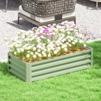 Outsunny Raised Beds for Garden, Galvanised Outdoor Planters, for Herbs and Vegetables, Use for Patio, Garden, Balcony, Green(m-2)