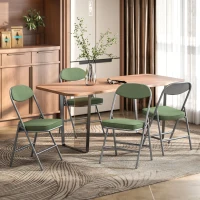 HOMCOM Lot de 4 chaises pliantes chaises de salle à manger portables avec assises et dossiers rembourrés en velours côtelé vert(m-10)