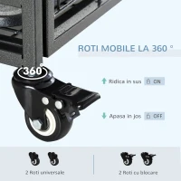 PawHut Tarc pentru caini pliabil, ușă dublă cu blocare 4 roți cu frână și fund detașabil, 109.5x71x78cm, Negru(m-4)