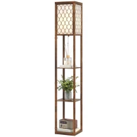 HOMCOM Three-Shelf Standing Lamp - Rustic Brown/White(m-11)