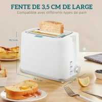 HOMCOM Ensemble bouilloire et grille-pain, bouilloire en acier 1,7 L et 2200 W et grille-pain à 2 tranches, blanc(m-8)