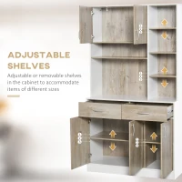 HOMCOM Kitchen Cupboard Sideboard Storage Cabinet Unit with Counter Top, Adjustable Shelves, Drawers for Dining Room, Living Room(m-6)