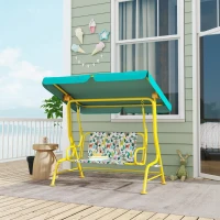 AIYAPLAY Balanço Infantil Estilo Hollywood de 2 Lugares com Toldo Solar Ajustável e Cinto de Segurança para 3-6 anos até 60 kg 112x75x120 cm Verde(m-2)