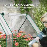 Outsunny Mini Serre de Jardin mini serre tunnel 4 fenêtres avec Zip enroulables Acier PE 140 g/m² Anti-UV 360x90x90cm Transparent(m-7)