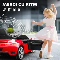 AIYAPLAY Mașinuță Electrică pentru Copii cu Licență Oficială RUF GT, Auto Electric pentru Copii 3-5 Ani cu Telecomandă, Pornire Lentă, Centură de Siguranță, Lumini, Muzică și USB, Roșu(m-8)