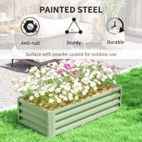 Outsunny Raised Beds for Garden, Galvanised Outdoor Planters, for Herbs and Vegetables, Use for Patio, Garden, Balcony, Green(m-4)