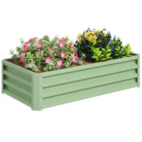 Outsunny Raised Beds for Garden, Galvanised Outdoor Planters, for Herbs and Vegetables, Use for Patio, Garden, Balcony, Green(m-10)