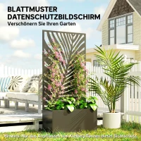 Outsunny Hoogbed plantenbak met privacyscherm plantenkuip bloembak metaal, tuinspalier 90 x 40 x 180 cm Zwart(m-5)