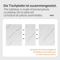 6–8 Seats Extendable Dining Table with Marble-Effect MDF Top, Kitchen Table with Metal Slide Rails, 120-160L x 80W x 75.5H cm, Black+Golden(m-7)