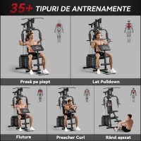HOMCOM Aparat Multifunctional Fitness – Greutati & Antrenament Complet(m-4)