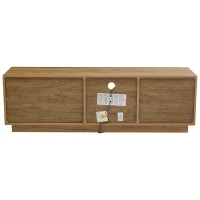 Modern TV Cabinet with App-Controlled LED Lights and USB Power, Media Cabinet with 3 Open Compartments, 160L x 40W x 50H cm, Wood(m-12)