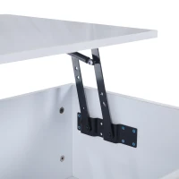 Lift-Up Coffee Table with Space-Saving Hidden and Open Storage, Desk with LED App-Controlled Lighting, 100L x 50W x 33H cm, White(m-8)