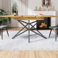 Extendable 6–8 Seats Dining Table with Locking Extension Rails, Kitchen Table with MDF Wood-Effect Tabletop, 120-160L x 80W x 66H cm, Natural(m-8)