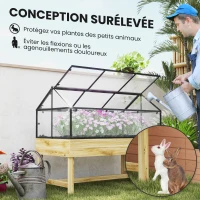 Outsunny Mini Serre sur Pieds dim.  120L x 60l x 103H cm double toit ouvrable Panneaux de Polycarbonate, acier, Bois Sapin traité(m-6)