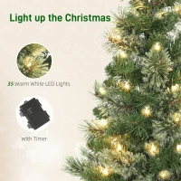 HOMCOM Pom de Crăciun Mic Înalt de 60cm cu 35 LED-uri Albe și Ramuri Ignifuge(m-5)