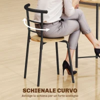 HOMCOM Set Masă Rotundă de Dining cu 4 Scaune Economisitor de Spațiu în Lemn și Metal Stil Industrial(m-5)