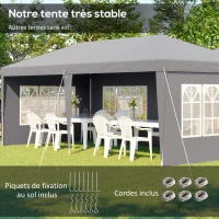 Outsunny Tonnelle pop-up pliante - tente de réception - 3 x 6 m 3 cotés démontables gris(m-5)