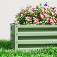 Outsunny Raised Beds for Garden, Galvanised Outdoor Planters, for Herbs and Vegetables, Use for Patio, Garden, Balcony, Green(m-9)