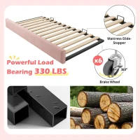 Upholstered Daybed with Pull-Out Trundle and Slatted Base, Space-Saving Velvet Single Sofa Bed for Adults and Kids, 202L x 105W x 83H cm, Pink(m-5)