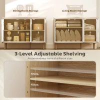 HOMCOM Bufet Modern cu 3 Uși și Raft Reglabil 107x35x77cm Alb și Stejar(m-5)