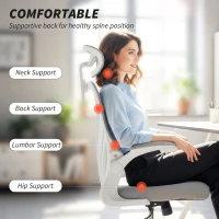HOMCOM Ergonomic Office Chair with Foldable Backrest, 2D Headrest - Light Grey(m-4)