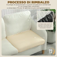 HOMCOM Divano 2 Posti Moderno con Cuscini Spessi e Rivestimento Sherpa, 137x69x82 cm, Crema(m-6)