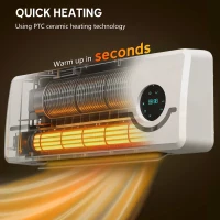 HOMCOM Încălzitor Electric 2000W de Perete cu 3 Moduri, Timer, Telecomandă și Blocare Copii(m-4)