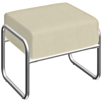 HOMCOM Reposapiés Taburete Acolchado Grueso con Tejido de Chenilla y Patas de Acero para Dormitorio, Beige(m-6)