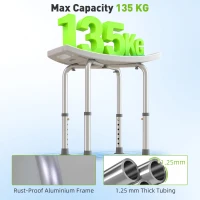 HOMCOM Shower Chair, Adjustable Height Shower Stool with Aluminium Frame and Non-Slip Feet, Bathtub Stool Seat for Elderly Disabled Handicap, Blue(m-4)