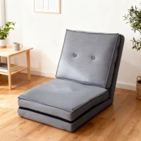 HOMCOM Poltrona de chão dobrável em veludo cotelê, colchão de chão com encosto regulável em 5 posições, 59 x 230 x 15 cm, cinza(m-2)