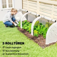 Outsunny Tunnelvormige kas, 3 ramen met ritssluiting, stalen frame, robuuste hoes, 295 x 100 x 80 cm, Wit(m-6)