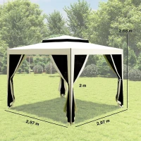 Outsunny Tonnelle barnum de jardin 3 x 3 m avec 4 moustiquaires amovibles - double toit - crème(m-3)