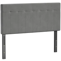 HOMCOM Kopfteil 3-fach höhenverstellbar Bettkopfteil mit Metallbeinen Samtoptik für Schlafzimmer 140x10x106/116/126 cm Grau(m-1)