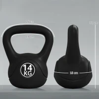 HOMCOM Kettlebell 14 kg, haltère avec poignée ergonomique, haltère à boule, musculation, entraînement, 27 x 21 x 31 cm noir(m-3)