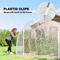 Outsunny Estufa túnel de jardim 18 m² estufa túnel 296x597x199cm estrutura em aço galvanizado, capa PE 150 g/m² transparente(m-4)