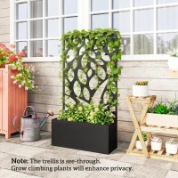 Outsunny Jardinera metálica con enrejado, montaje en pared o uso independiente, macetero con panel de privacidad(m-4)