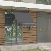 Outsunny Store banne autoportant manuel rétractable 1,5L x 1,2l x 2,1-3H m inclinaison réglable métal alu polyester gris foncé(m-10)