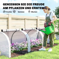 Outsunny Tunnelvormige kas, 3 ramen met ritssluiting, stalen frame, robuuste hoes, 295 x 100 x 80 cm, Wit(m-7)