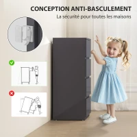 HOMCOM Commode 4 tiroirs, meuble de rangement à haute brillance, fermeture douce et silencieuse, 55 x 34 x 80 cm, gris(m-6)