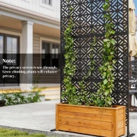 Outsunny Panou despărțitor decorativ pentru intimitate exterior Claustra decorativă pentru grădină 3 panouri cu model geometric Oțel 92x40x192cm Negru(m-5)