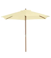 Outsunny Parasol de jardin extérieur parasol droit double toit Hexagonal Grande Taille de Jardin Ø 2,5 x 2,3H m Bois de Bambou crème(m-11)